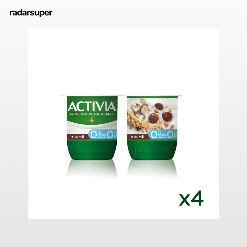 Bífidus Activia fibra desnatado 0% materia grasa pack 4 muesli