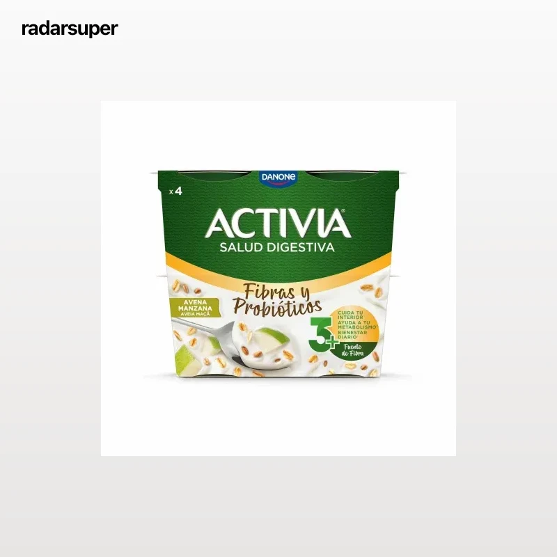 Bífidus con avena, nueces y manzana Danone Activia pack 4 unidades 115 g.