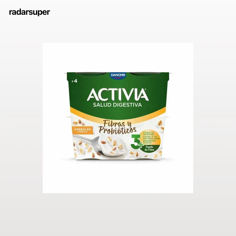 Bífidus con cereales Danone Activia pack de 4 unidades de 115 g.