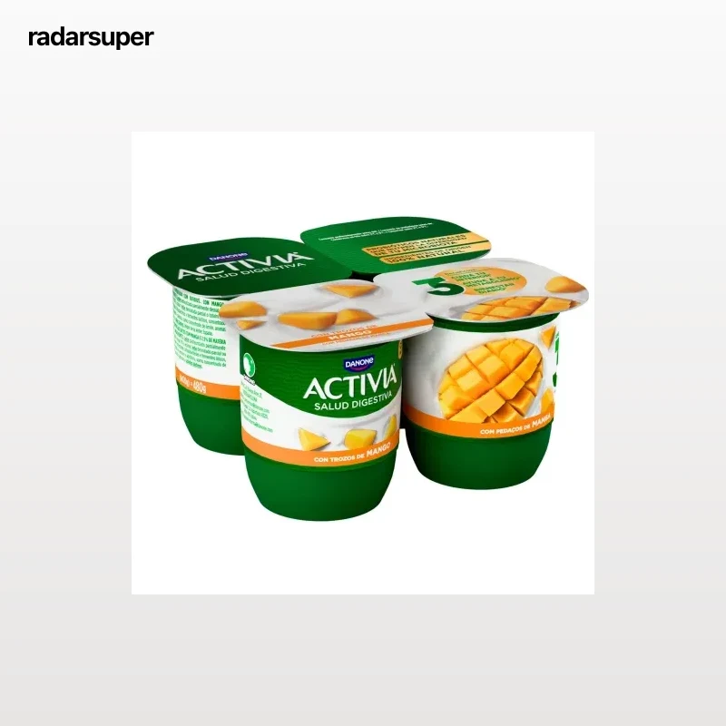 Bífidus con mango Danone Activia pack de 4 unidades de 120 g.