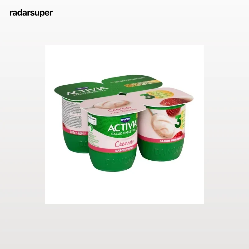 Bífidus cremoso de fresa Danone Activia pack de 4 unidades de 115 g.