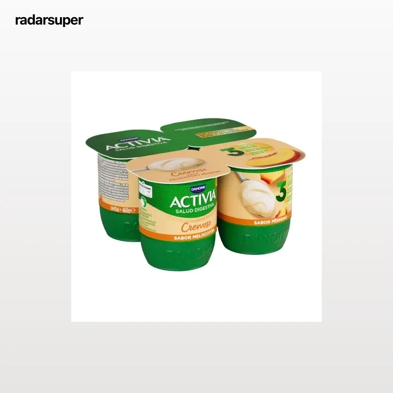 Bífidus cremoso de melocotón Danone Activia pack de 4 unidades de 115 g.