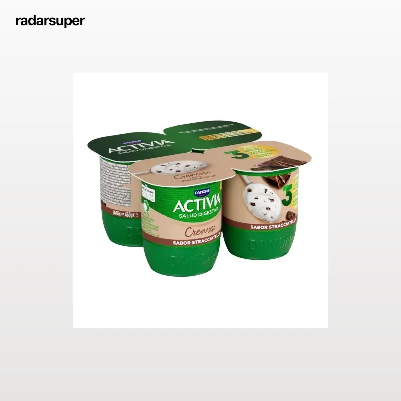 Bífidus cremoso stracciatella Danone Activia pack de 4 unidades de 115 g.