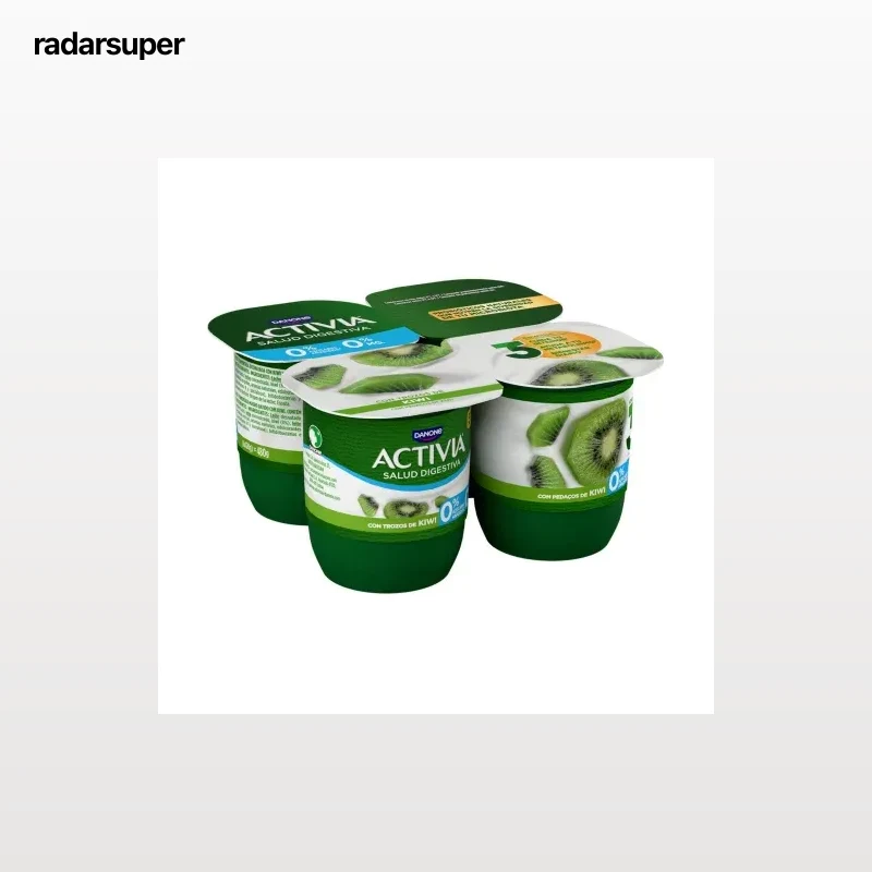 Bífidus desnatado con kiwi Danone Activia sin azúcar añadido pack de 4 unidades de 120 g.