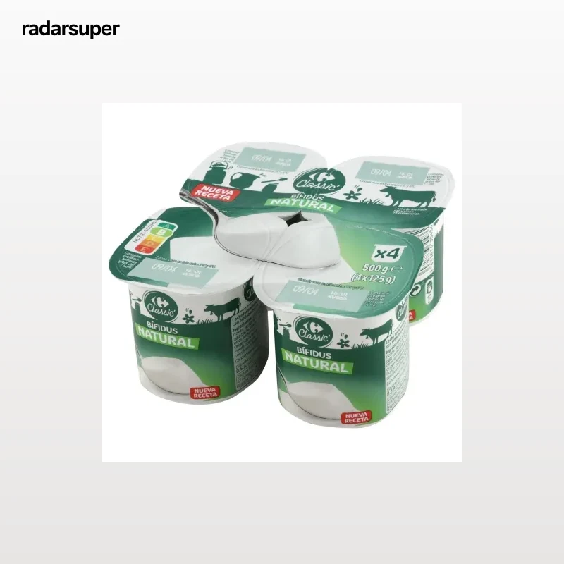 Bífidus natural Carrefour Classic pack de 4 unidades de 125 g