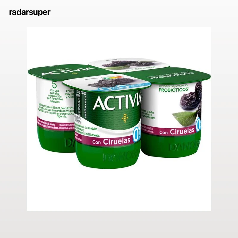 Bífidus probiótico Activia desnatado 0% materia grasa pack 4 ciruelas