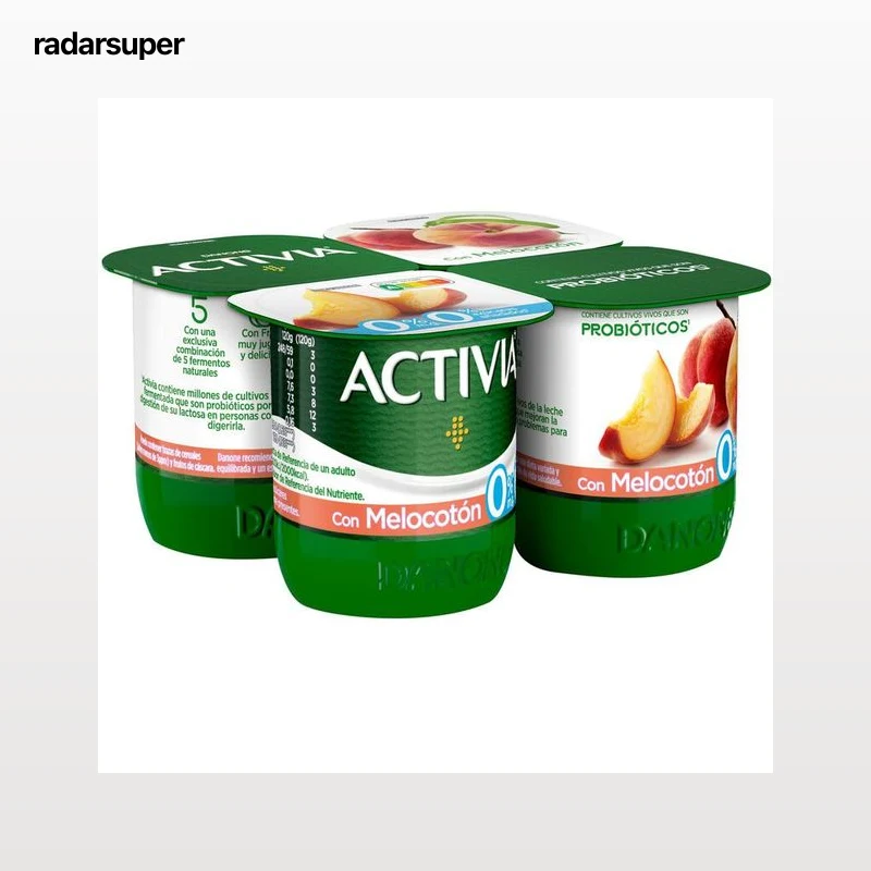 Bífidus probiótico Activia desnatado 0% materia grasa pack 4 melocotón
