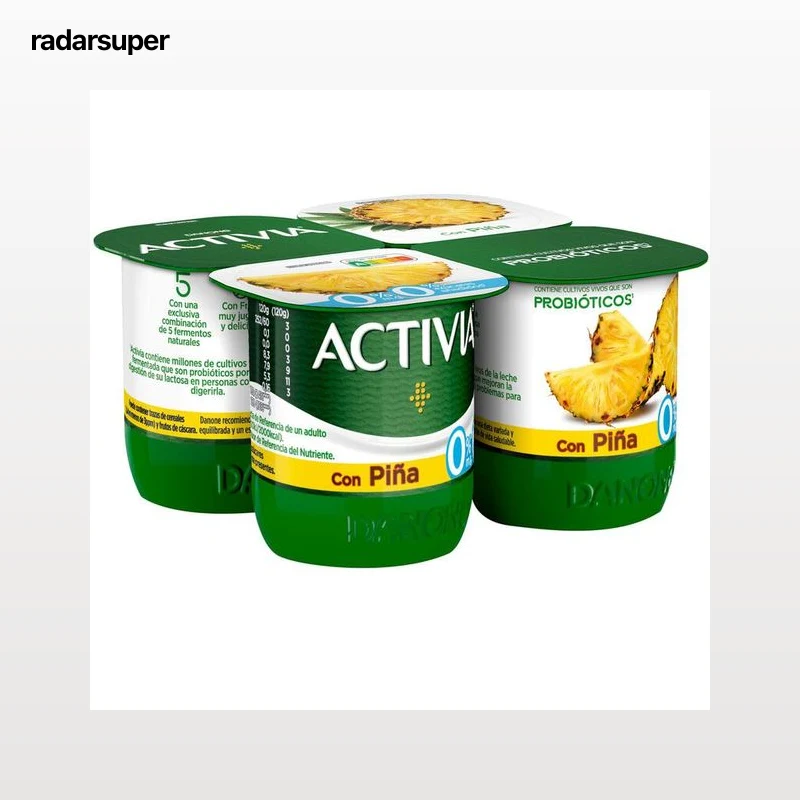 Bífidus probiótico Activia desnatado 0% materia grasa pack 4 piña