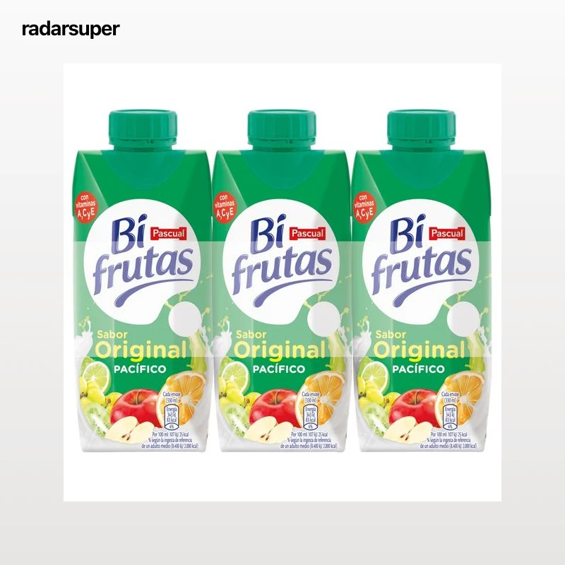BIFRUTAS Leche con zumo de frutas del pacífico y 0% materia grasa BIFRUTAS de Pascual 3 x 330 ml.