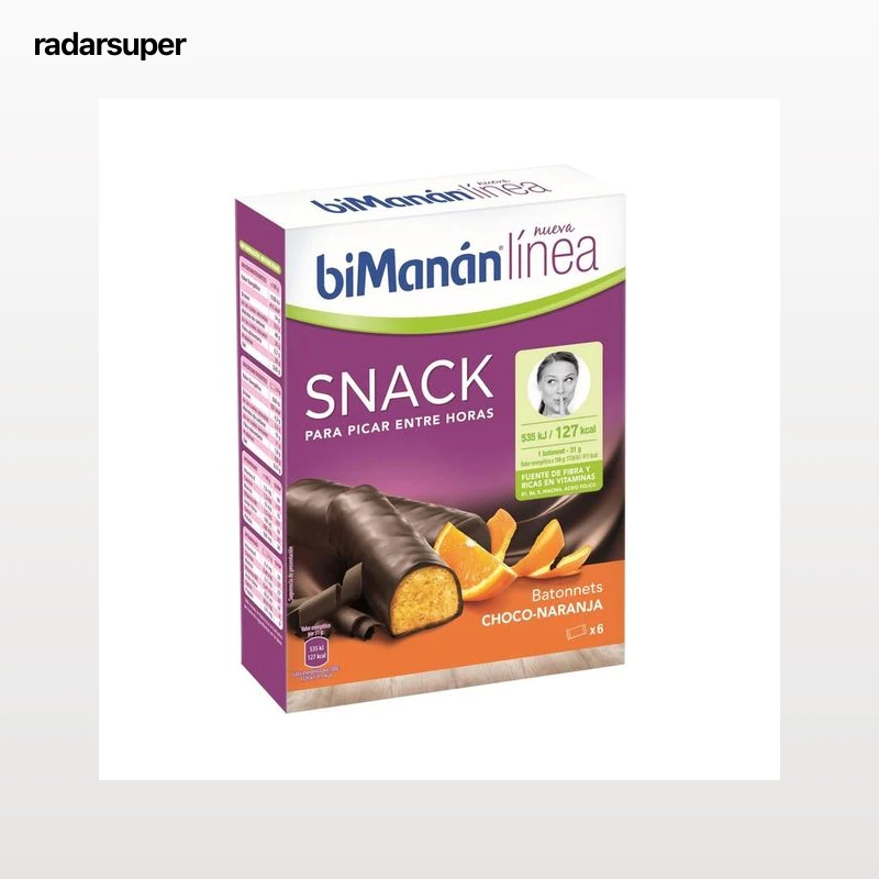 BIMANÁN Barritas de chocolate y naranja, ricas en proteínas BIMANÁN Línea 6 uds x 186 g.