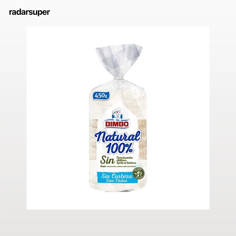 BIMBO Pan de molde blanco sin corteza, 100 % natural 450 g.
