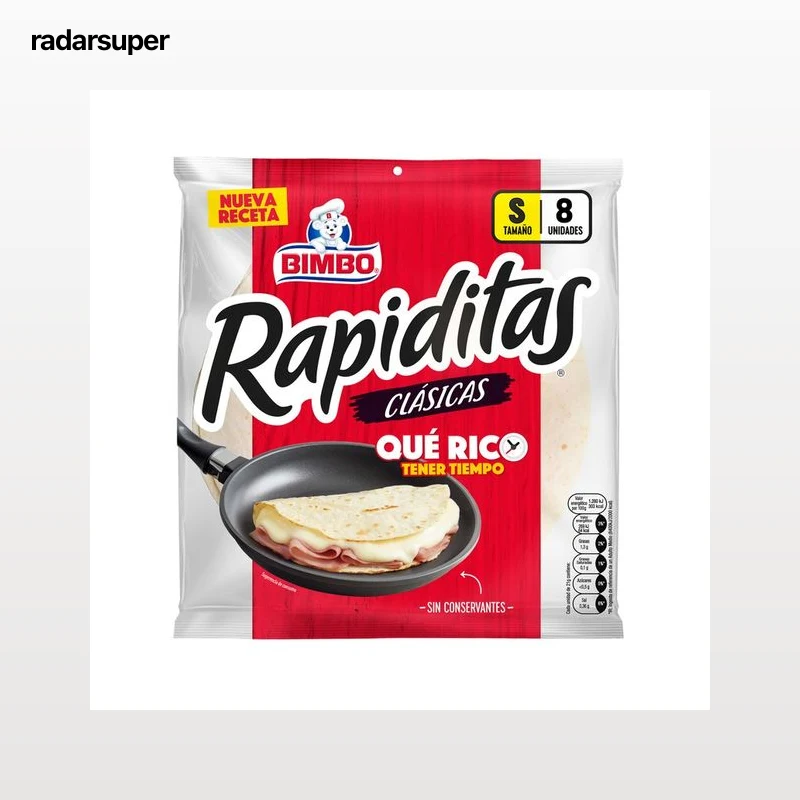 BIMBO Rapiditas Mini tortillas clásicas 8 uds. 168 g.
