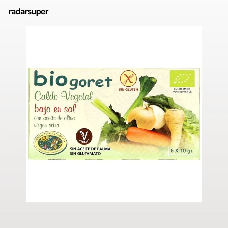 BIOGORET Caldo de verduras bajo en sal Ecológico BIOGORET 6 uds x 10 g.
