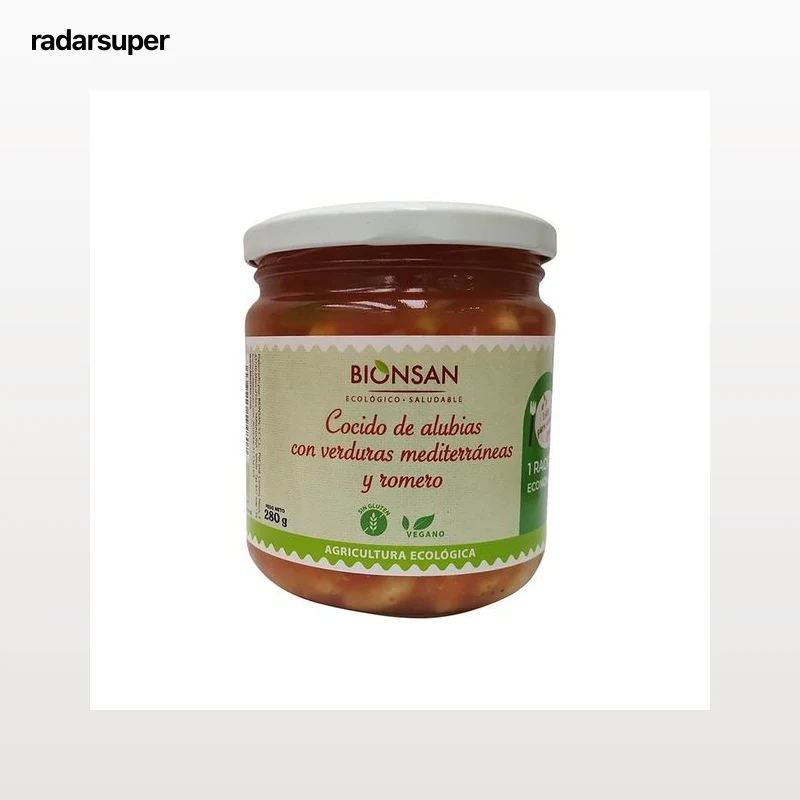 BIONSAN Cocido de alubias con verduras Mediterráneas y romero ecológico  280 g.