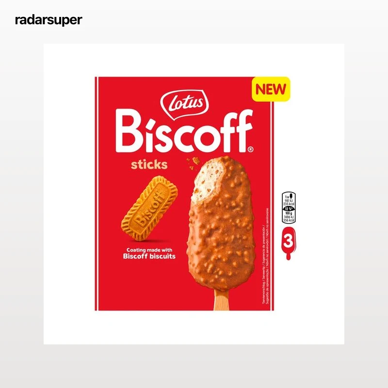 BISCOFF Helados de galleta caramelizada, con trozos de galleta caramelizada 3 x 90 ml.