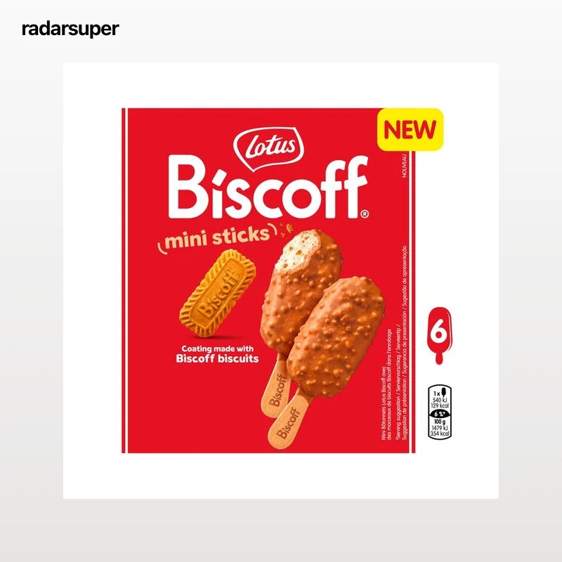 BISCOFF Mini helados de galleta caramelizada, con trozos de galleta caramelizada 6 x 50 ml.