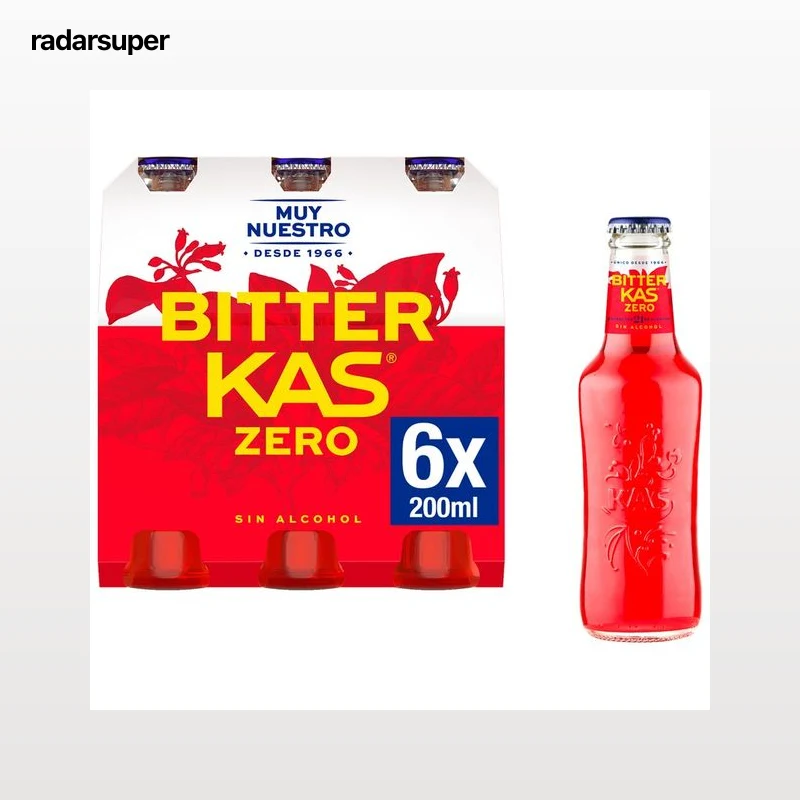 BITTER KAS Zero  Bitter sin azúcar y sin alcohol pack de 6x250 ml.