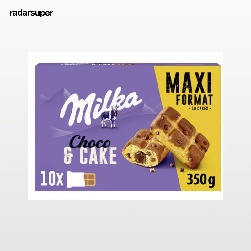 Bizcocho relleno de crema y pepitas de chocolate Milka 350g