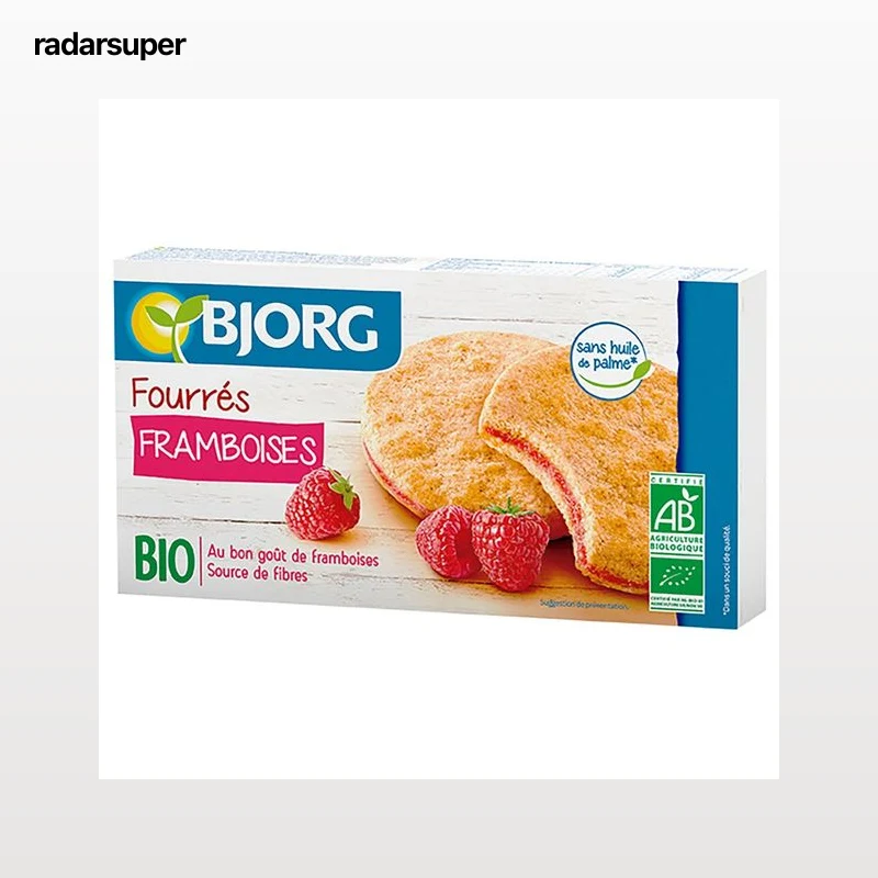 BJORG Galletas ecológicas rellenas de frambuesa 225 g.