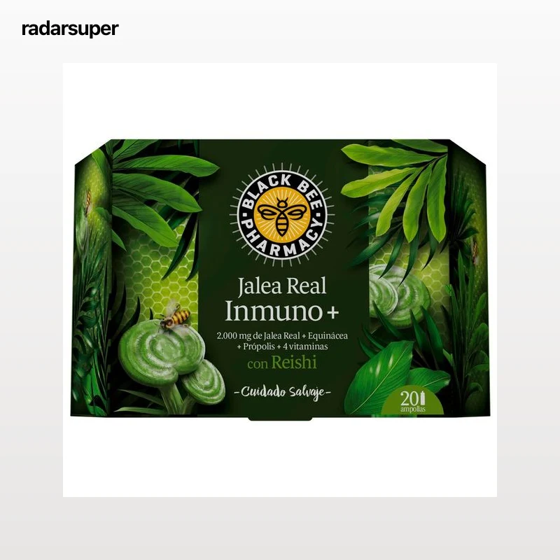BLACK BEE Inmuno + Complemento alimenticio a base de jalea real, Equinácea, Própolis, Reishi y 4 vitaminas 20 uds.