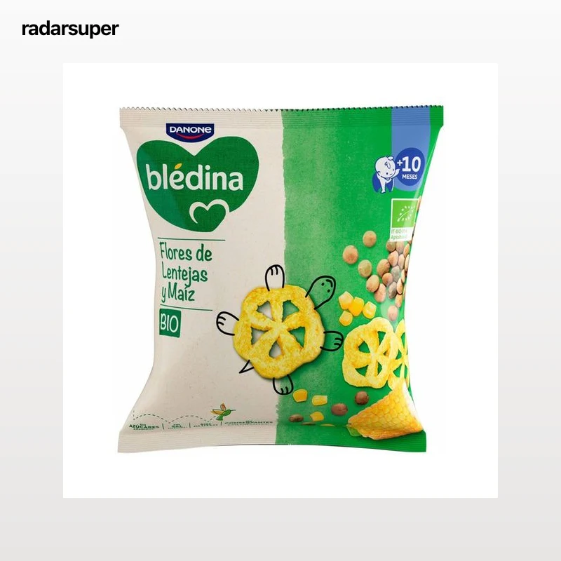BLÉDINA Bio de Danone Snacks (flores) de lentejas y maiz ecológicos, a partir de 10 meses 20 g.