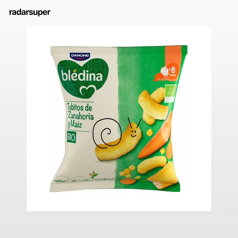 BLÉDINA Bio de Danone Tubitos (snacks) de zanahoria y maiz ecológicos, a partir de 8 meses 20 g