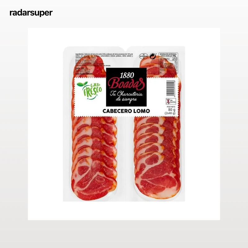 BOADAS Cabecero de lomo sin gluten y cortado en finas lonchas BOADAS 2 x 40 g.
