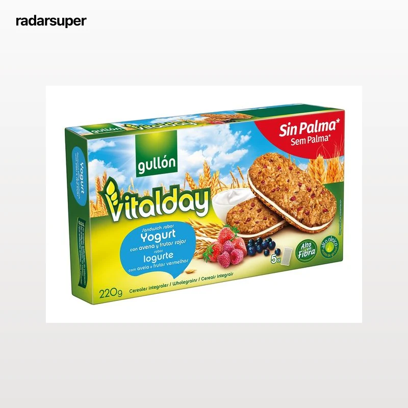 BOLACHA GULLON VITALDAY RECHEIO IOGURTE FRUTOS VERMELHOS 220G