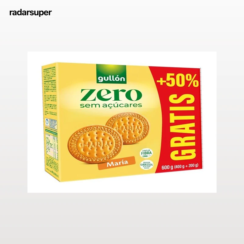 BOLACHA MARIA GULLON ZERO SEM AÇUCAR 400G +50% GRÁTIS
