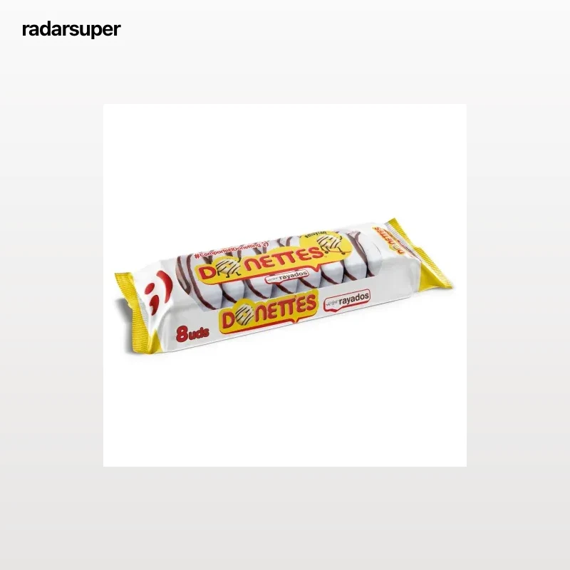 Bollito recubierto de chocolate blanco rayado Donettes 8 ud.