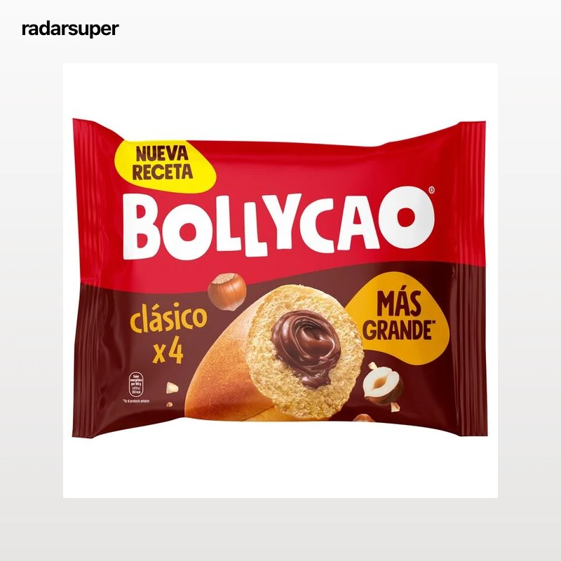 BOLLYCAO Bollo relleno de cacao 4 uds. 228 g.