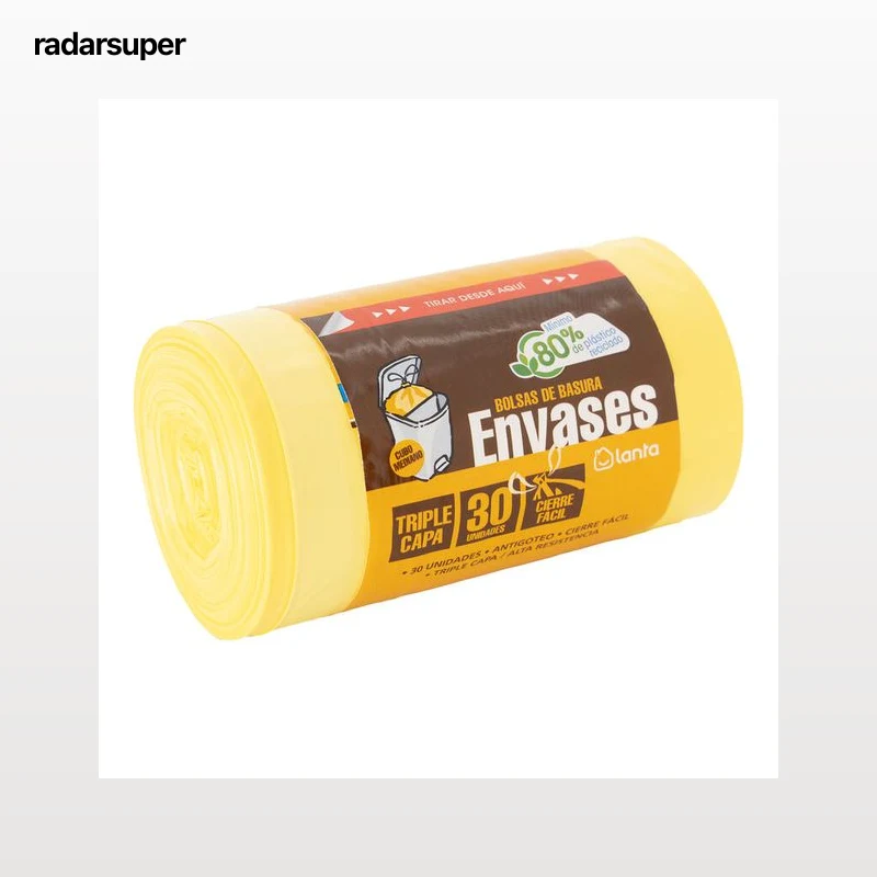 Bolsas de basura Lanta 30 uds 30 litros reciclado de envases color amarillo