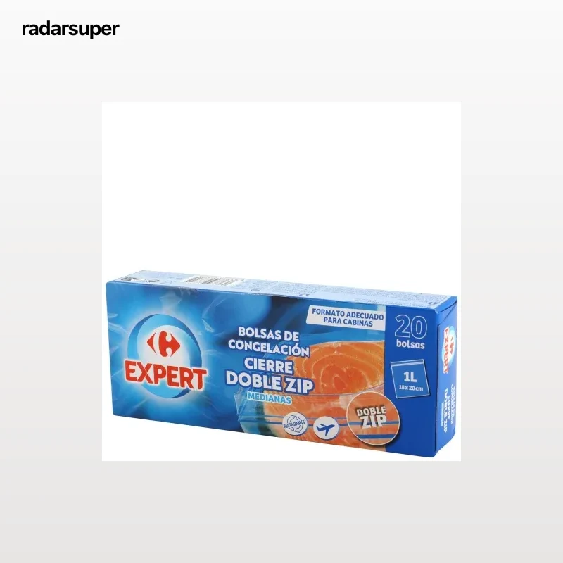 Bolsas de congelación cierre doble zip medianas Carrefour Expert 20 ud.