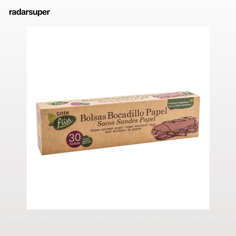 Bolsas de papel para bocadillo Green Fliss 30 uds