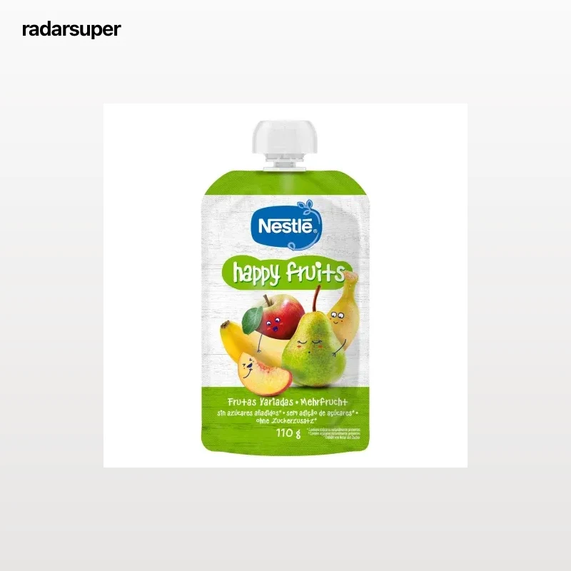 Bolsita de frutas variadas Nestlé Happy Fruits sin azúcar añadido 110 g.