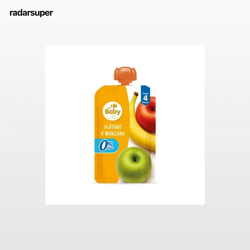 Bolsita de manzana y plátano desde 4 meses My Carrefour Baby sin azúcar añadido 120 g.