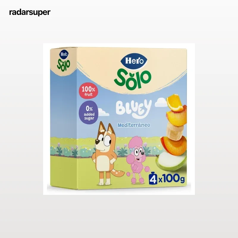 Bolsita de mediterráneo Bluey Hero Solo sin azúcar añadido pack de 4 unidades de 100 g.