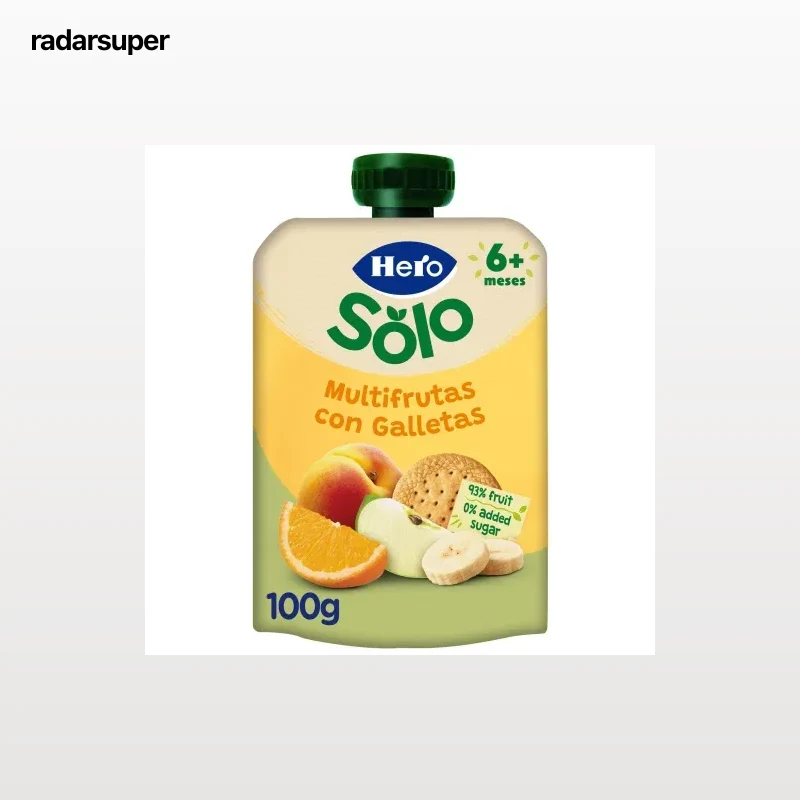 Bolsita de multifrutas con galleta desde 6 meses Hero Solo 100 g.