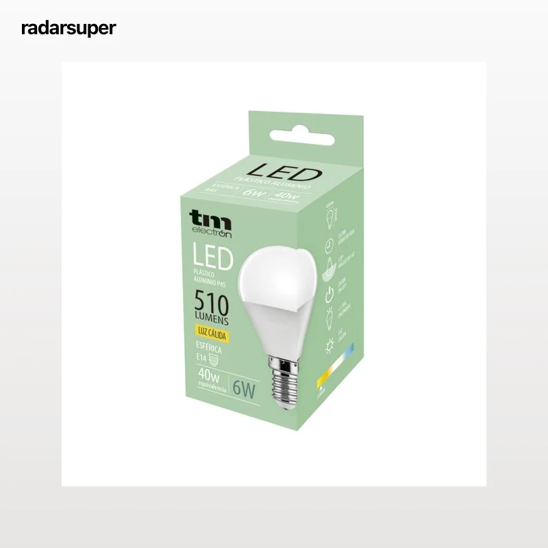 Bombilla Led esférica e14 plástico TM p45 6W cálida