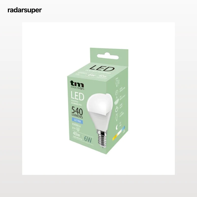 Bombilla Led esférica e14 plástico TM p45 6W fría