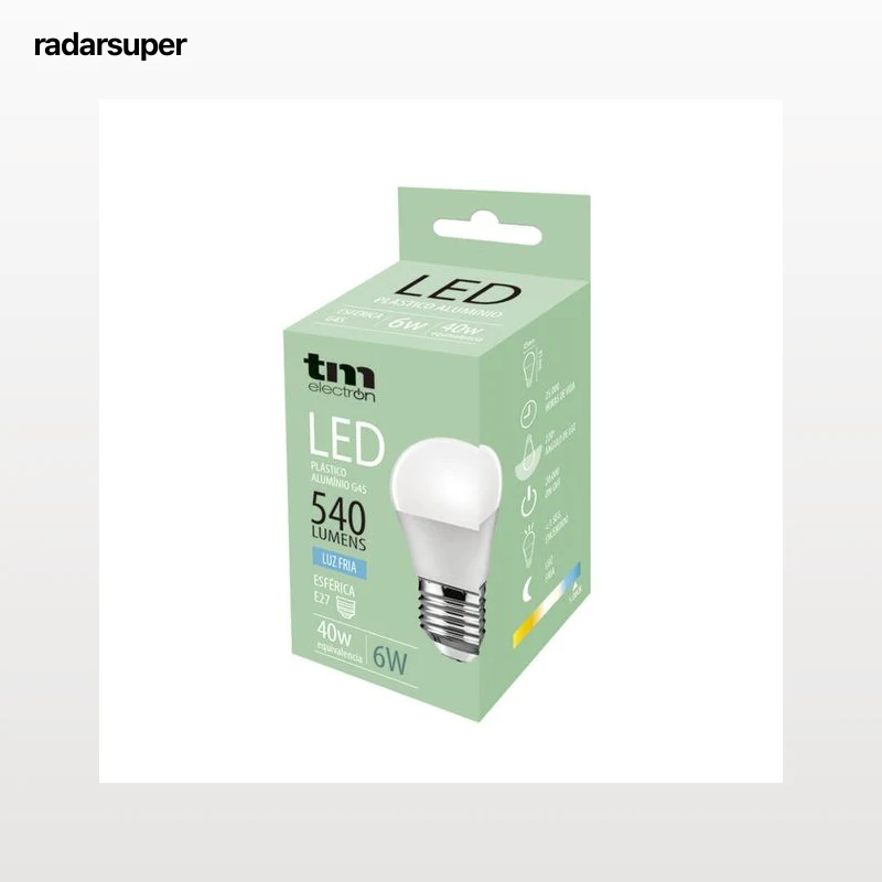 Bombilla Led esférica e27 plástico TM g45 6W fría