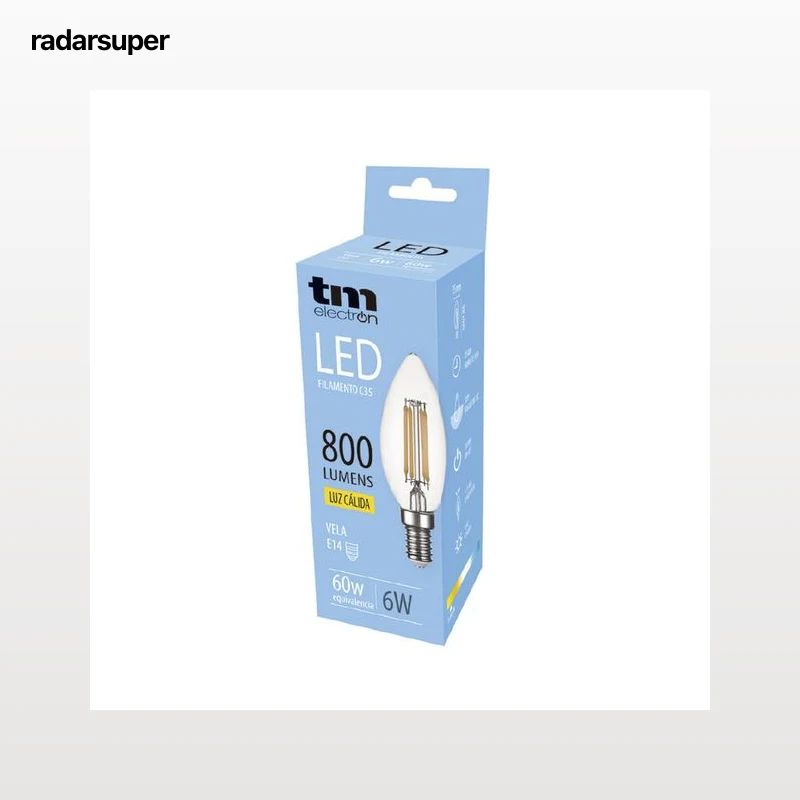 Bombilla Led vela e14 filamento TM c35 6W cálida