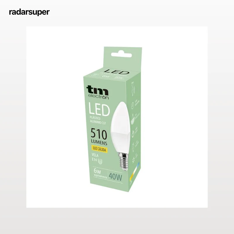 Bombilla Led vela e14 plástico TM c37 6W cálida