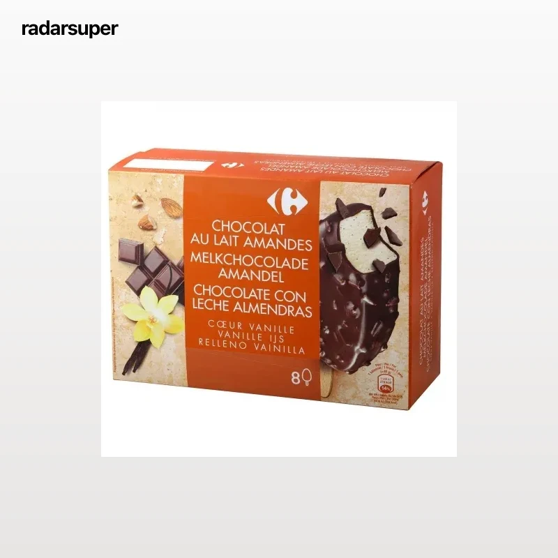 Bombón chocolate con leche almendras y vainilla Carrefour 8 ud.