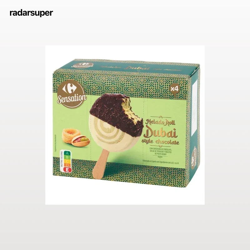 Bombón helado de pistacho con chocolate y pasta kataifi Carrefour Sensation 4 ud.