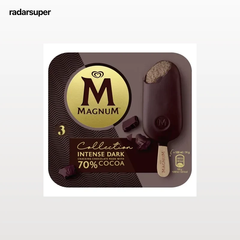 Bombón helado Intense Dark 70% cacao Collection Magnum sin gluten 3 ud.