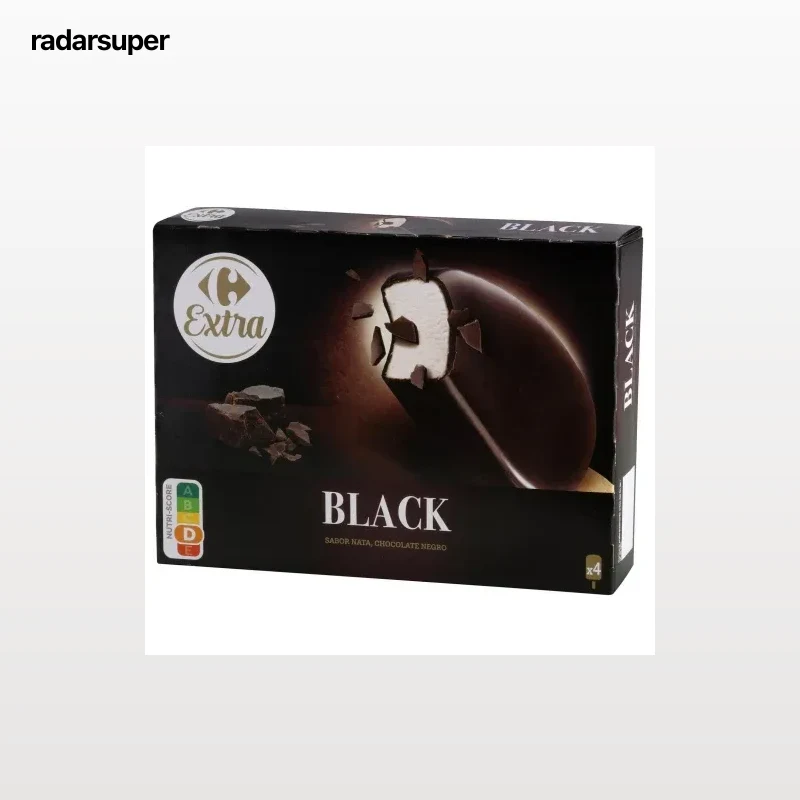 Bombón helado sabor nata y chocolate negro Black Carrefour 4 ud.