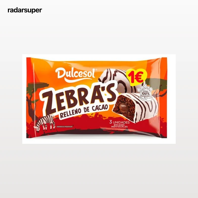 Bombón zebra 3u Dulcesol 120g.