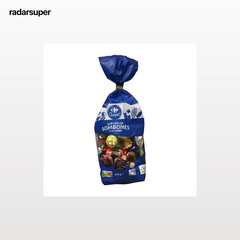 Bombones de avellana, almendra, trufa y chocolate negro Carrefour Classic sin gluten 470 g.