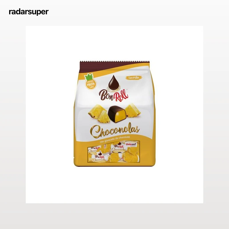 BON ROLL CHOCONOLAS Caramelos glaseados con chocolate con piña 150 g.